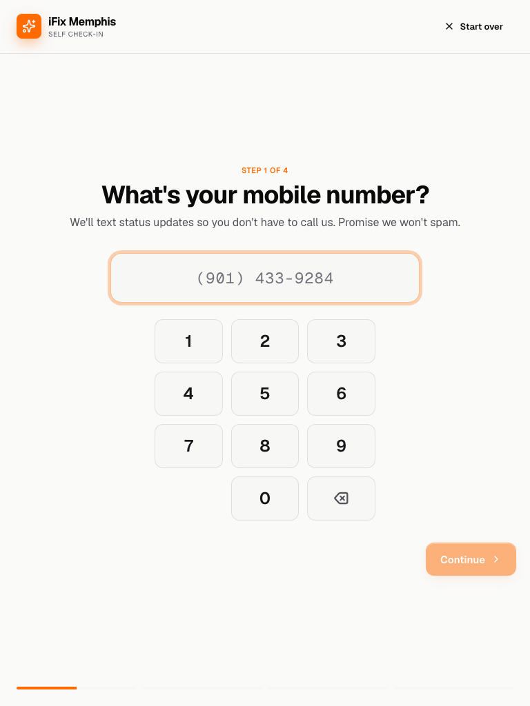 Kiosk phone entry