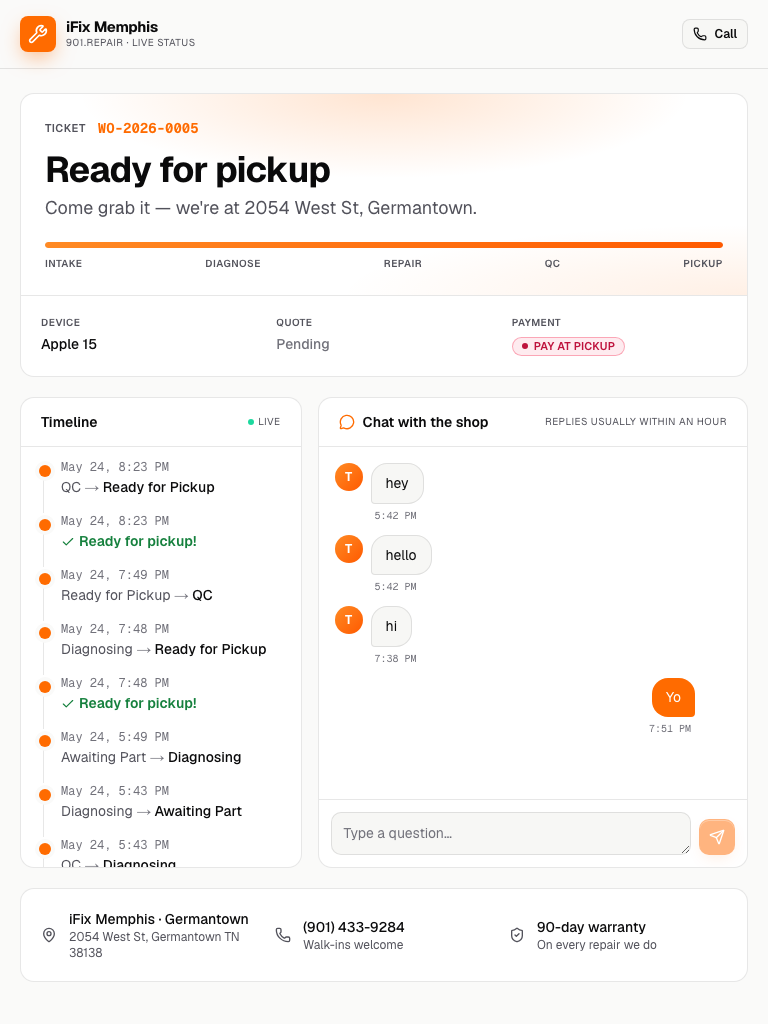 Customer chat